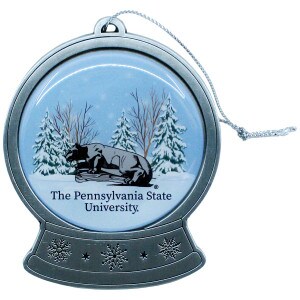 snow globe ornament with Nittany Lion Shrine and The Pennsylvania State University